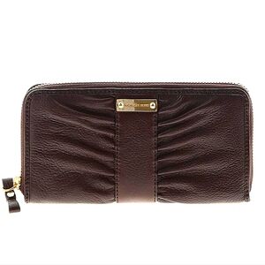 Victoria's Secret Brown Leather Wallet - 7.5" L, 4.5" H, 1.25" D
